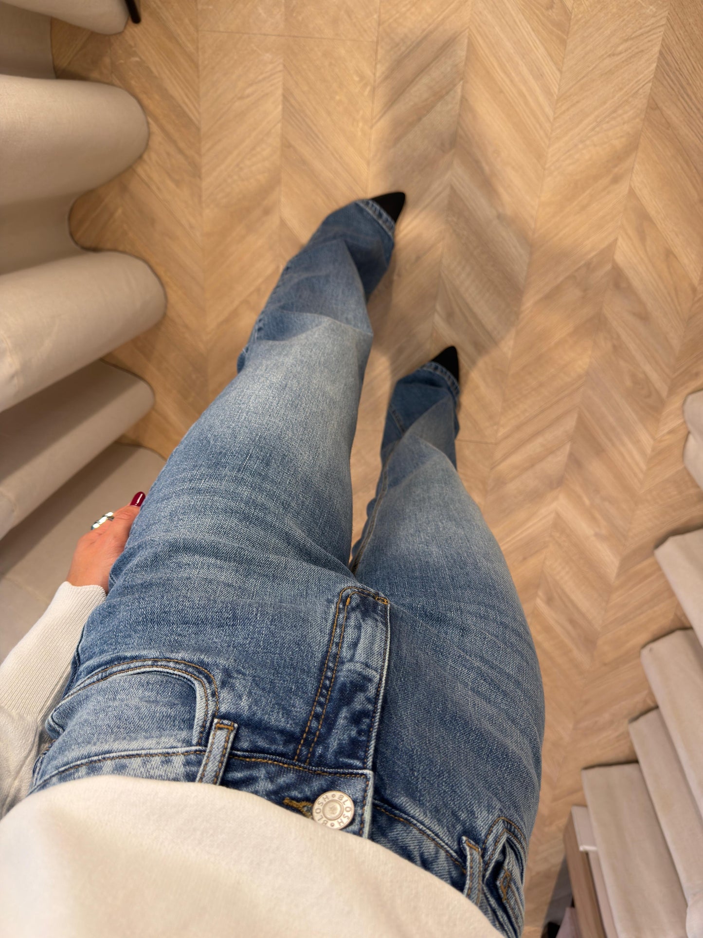 Calça jeans estonada média power