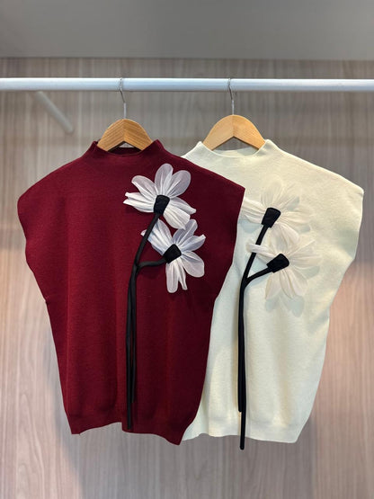 Blusa Fio c/ Aplique Flores - Cores