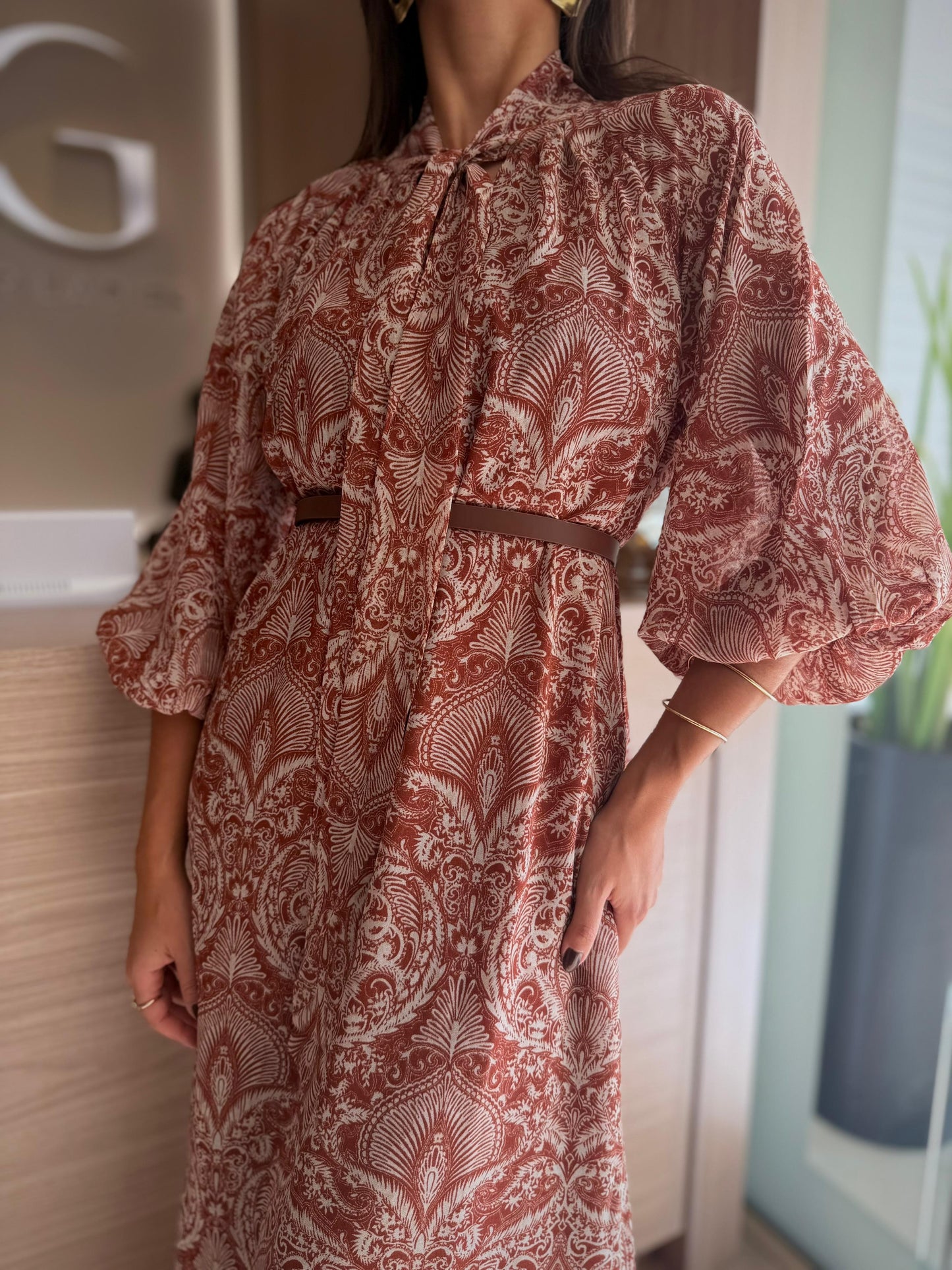 Vestido Paisley Terra c/cinto