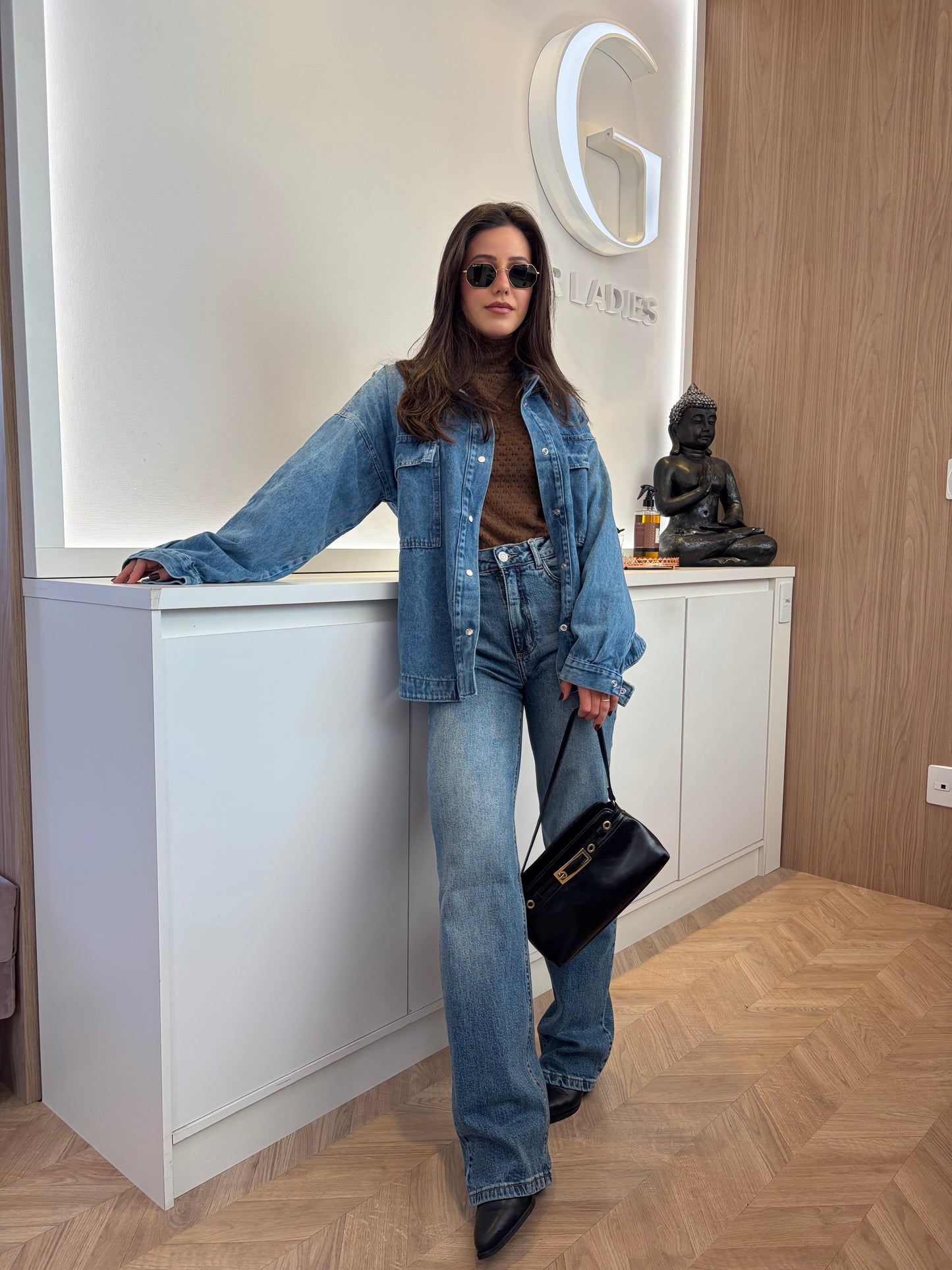 Calça jeans estonada média power