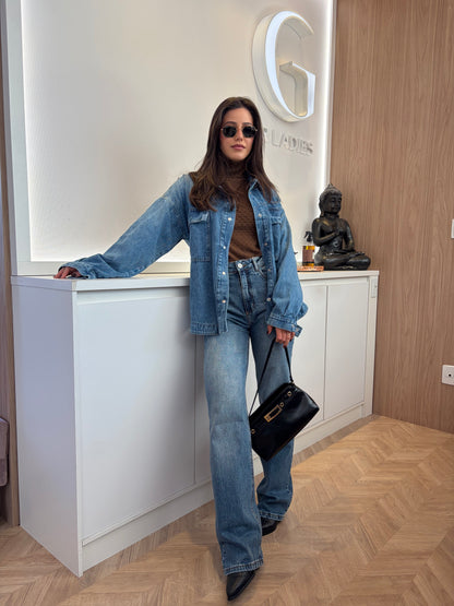Calça jeans estonada média power