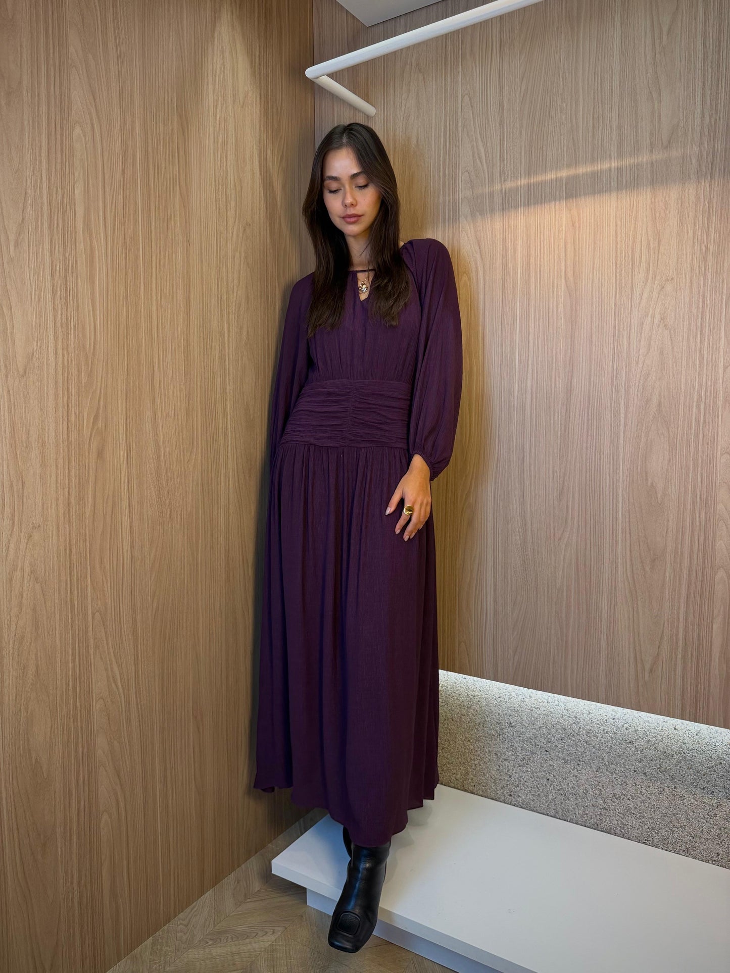 Vestido Carmel Drapeado Cabernet