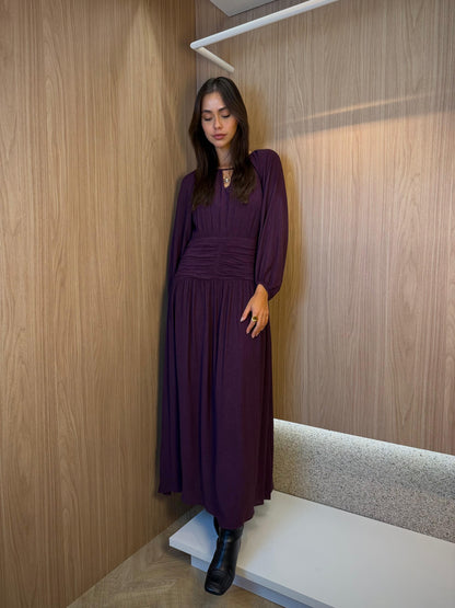 Vestido Carmel Drapeado Cabernet