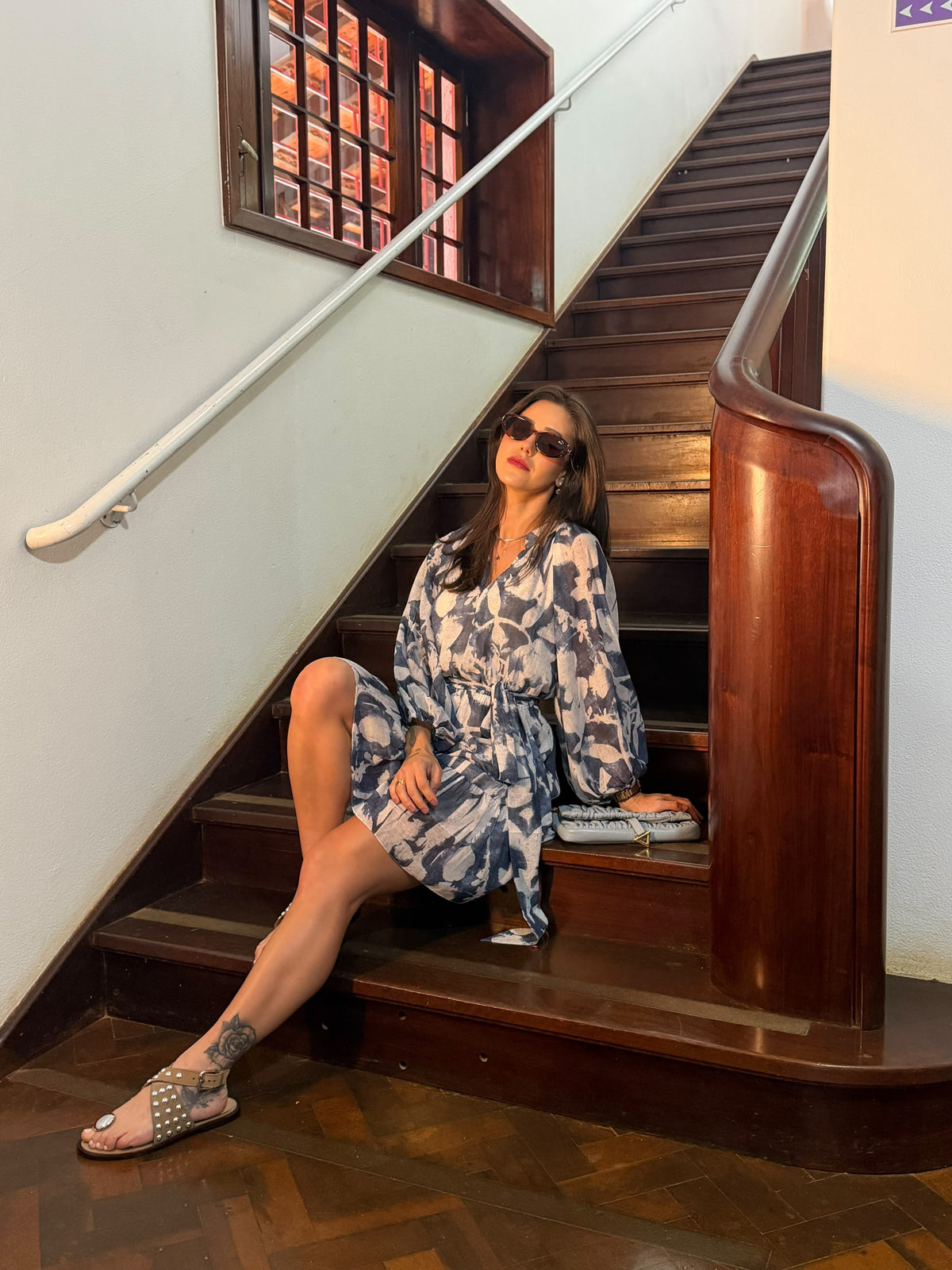 Vestido Estampado Marinho