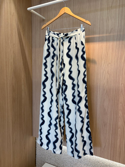 Calça Waves Azul e Branco Reta