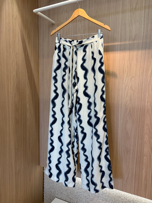 Calça Waves Azul e Branco Reta