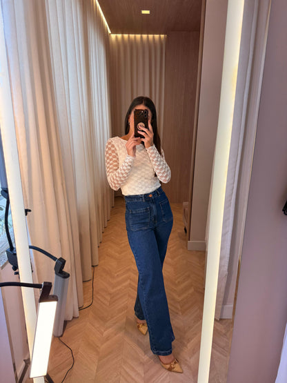 Calça Wide Leg c/ bolsos frontais