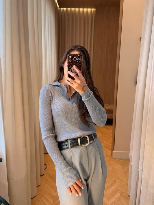 Tricô modal polo c/botões